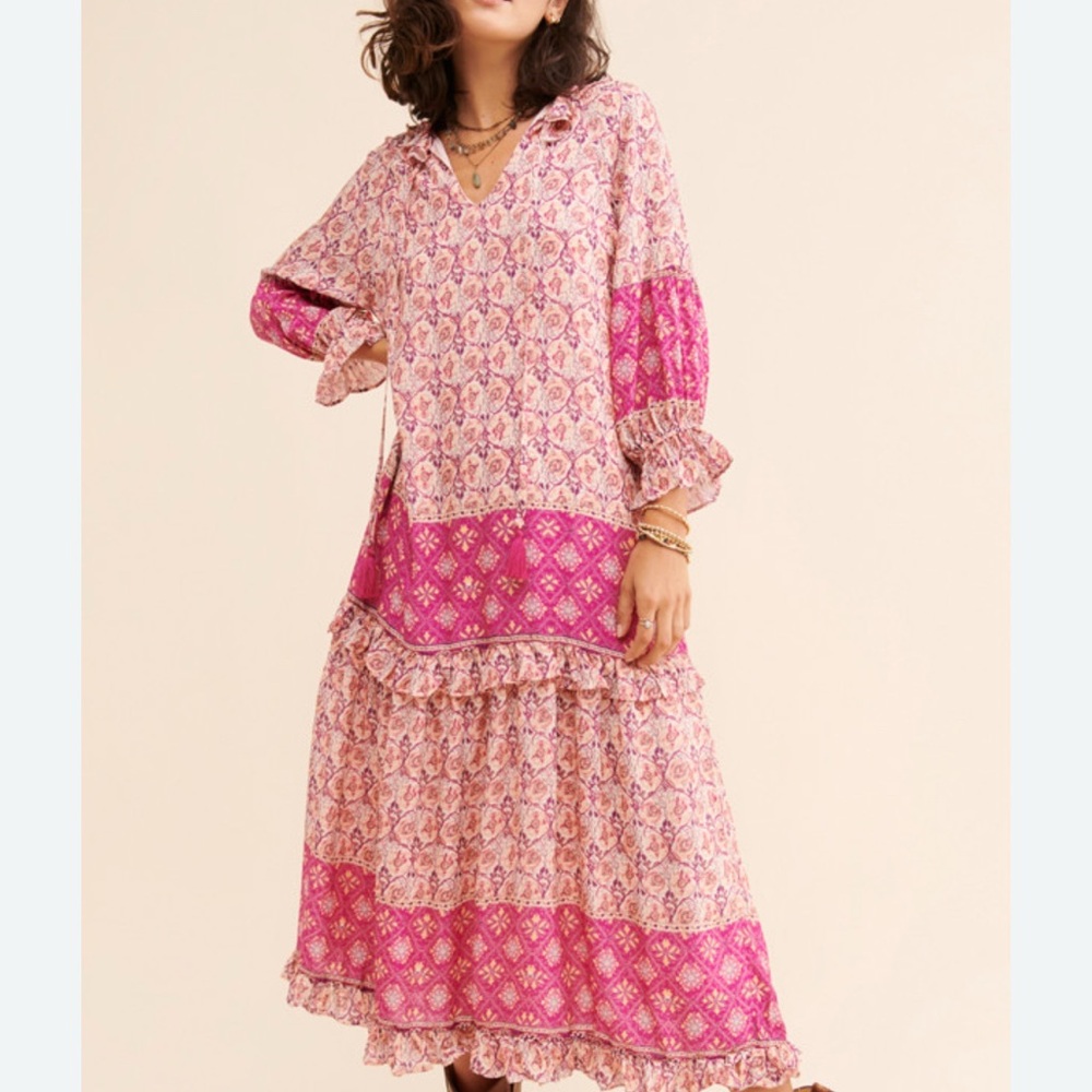 Pink and Cream BTFL-Life Maxi Dress